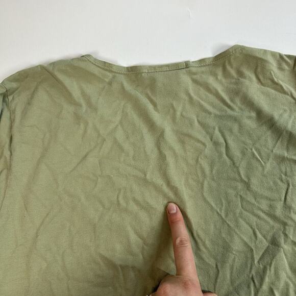 Flax Shirt Womens Large Cotton Light Green Rounded Neck Made In USA Flaw - Picture 8 of 8